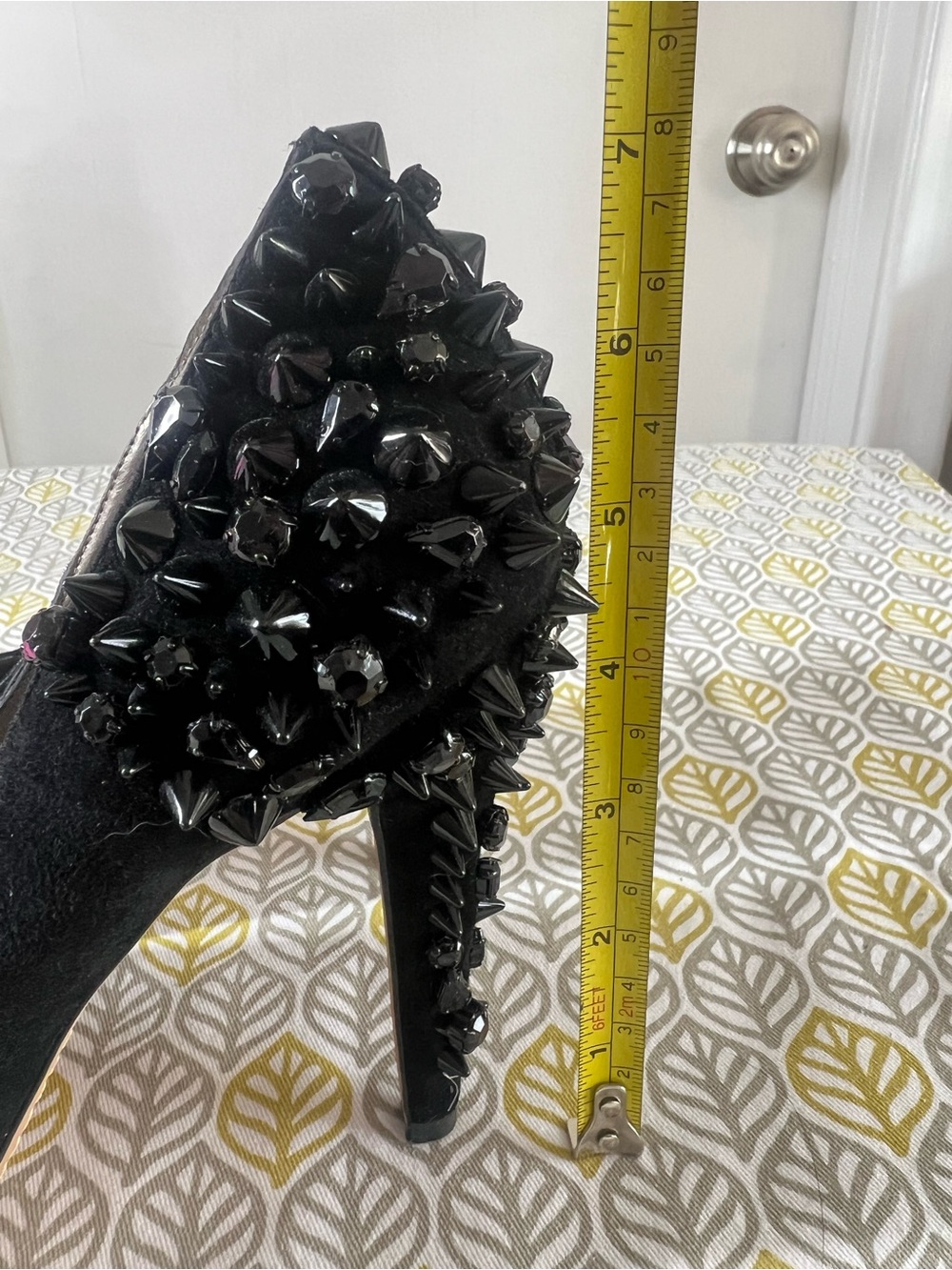 Sam Edelman Black Studded Suede Platform Pumps - Picture 8 of 10